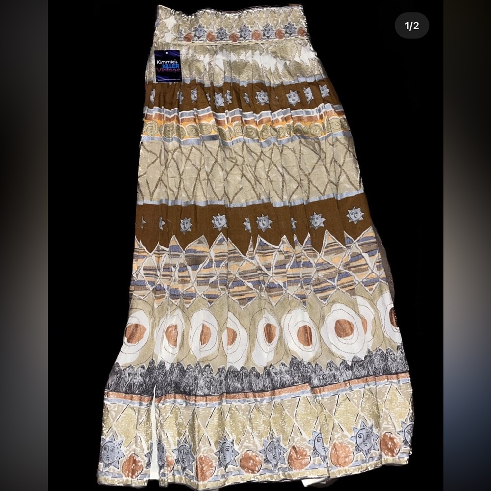 Bohemian Brown and Cream Maxi Skirt